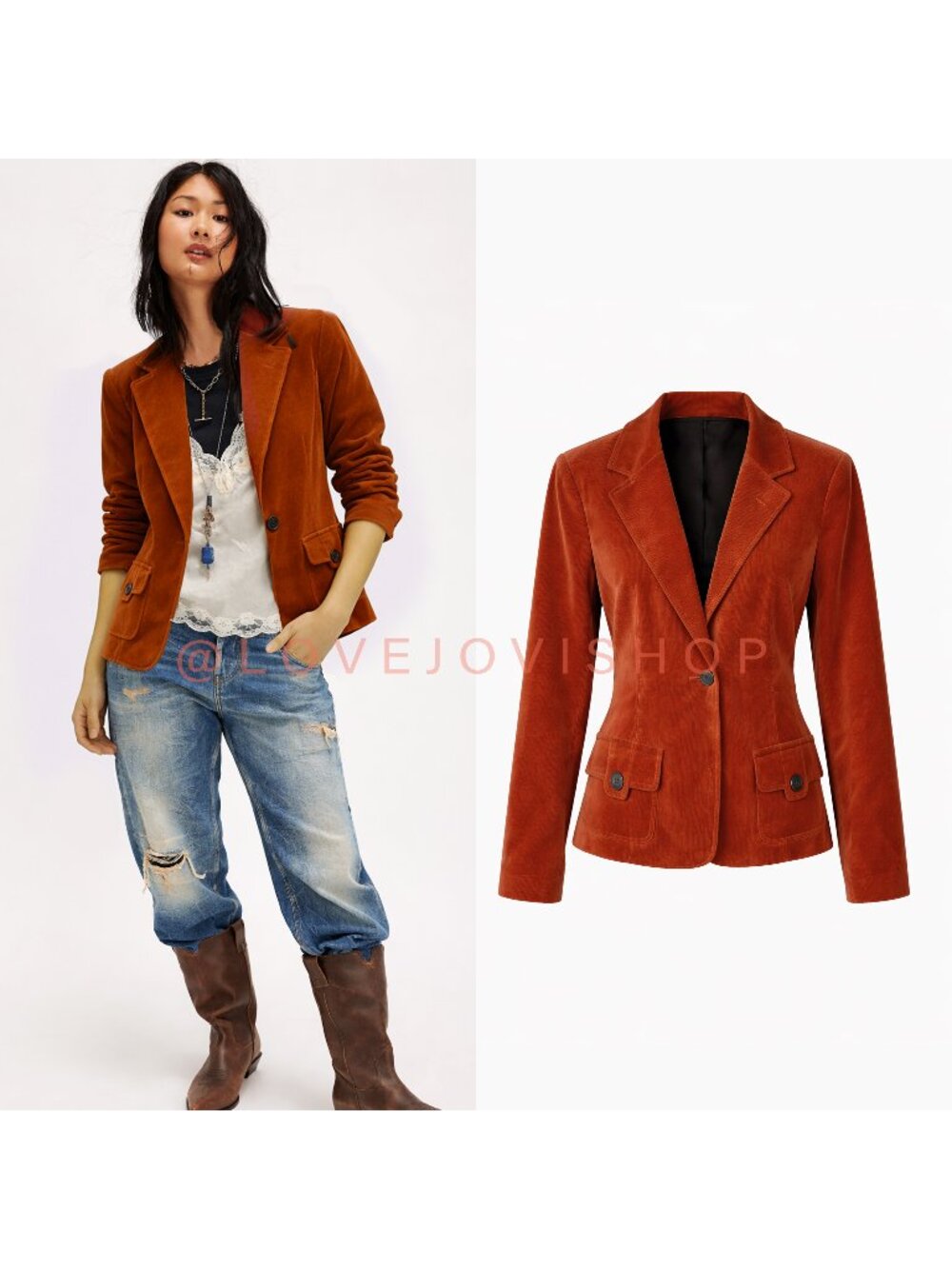 Blazer | Vintage 70s Peck & Peck Burnt Orange Velvet Jacket Retro Academia Prep